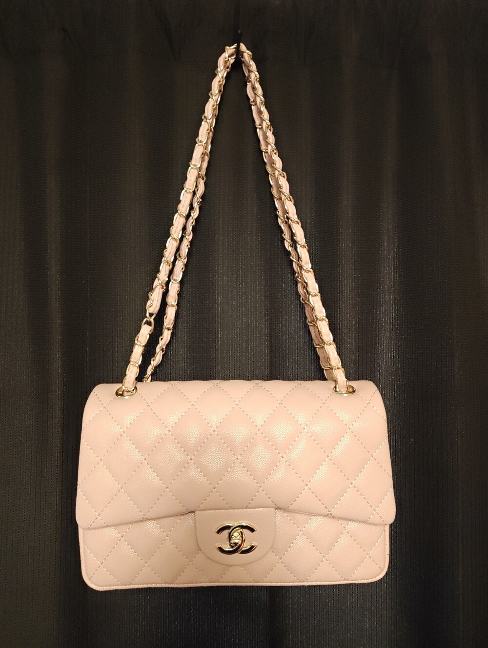Pink Quilted Flap Shoulder Bag
